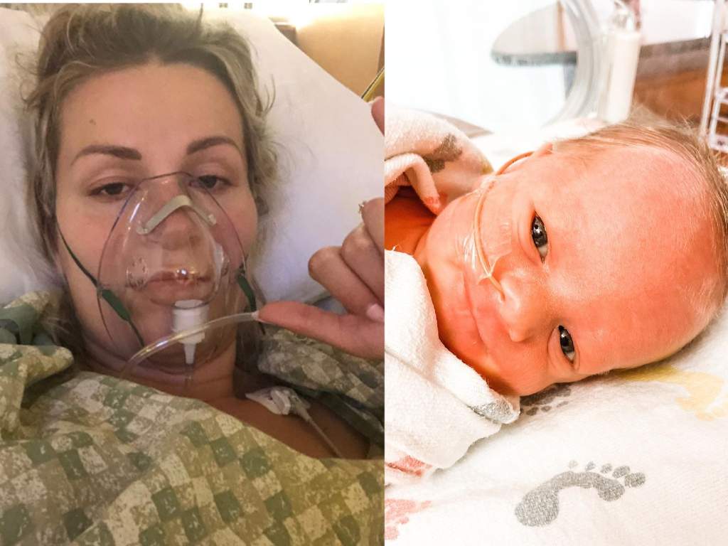 Angela Primachenko, 27, gave birth to daughter Ava while in a medically induced coma after being diagnosed with COVID-19.