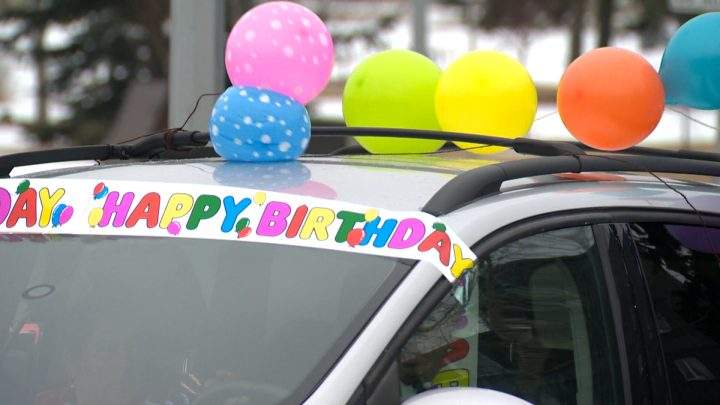 People decorated their vehicles and offered drive-by birthday wishes to Calgary kids on Sunday, April 5, 2020.