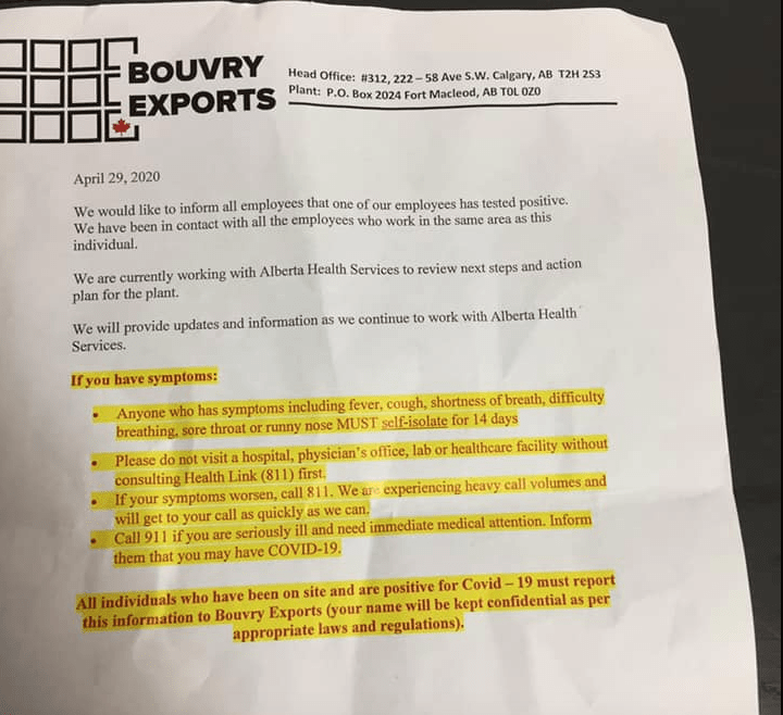 Employee at Fort Macleod processing plant tests positive for COVID-19 - image