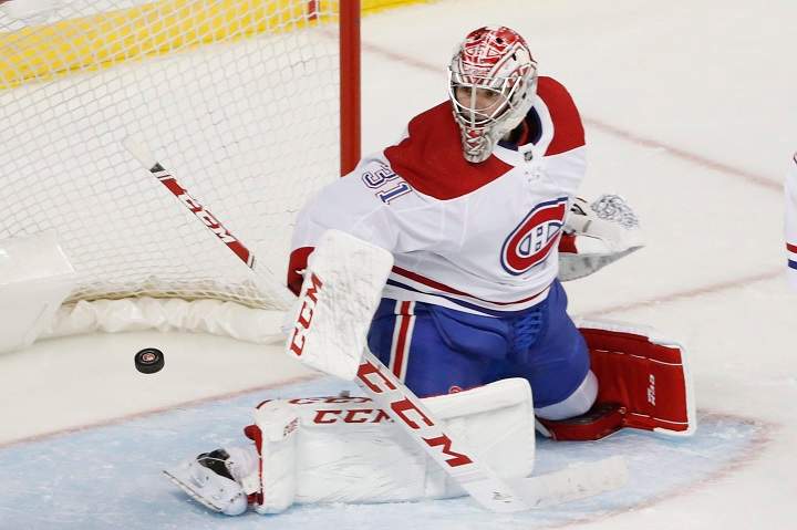 File photo of Montreal Canadiens goaltender Carey Price. Montreal company CCM and its player endorsee roster will donate 500,000 surgical masks to front-line healthcare workers. Wednesday, April 8, 2020.