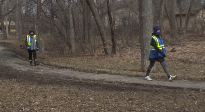 Community Service Ambassadors patrolling Kildonan Park on Saturday, April 11th.