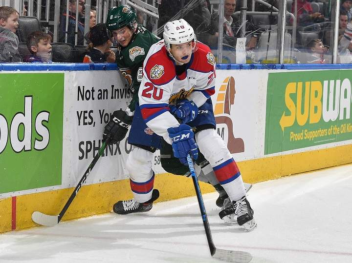 David Kope, seen here in action with the Edmonton Oil Kings against the Everett Silvertips.