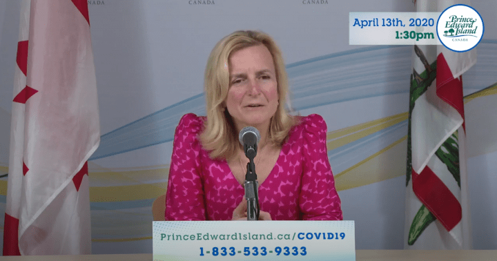 Chief public health officer Dr. Heather Morrison speaks a press briefing on Monday, April 13, 2020. 