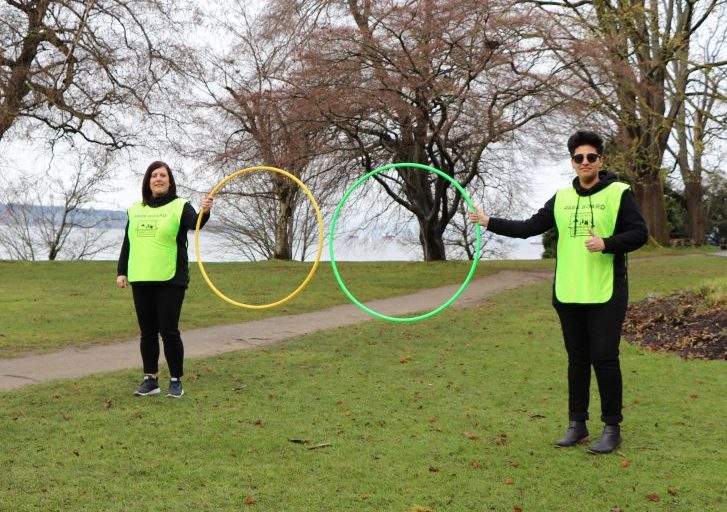 Vancouver Park Board staff display the new "Champions" program to promote physical distancing in parks and beaches.