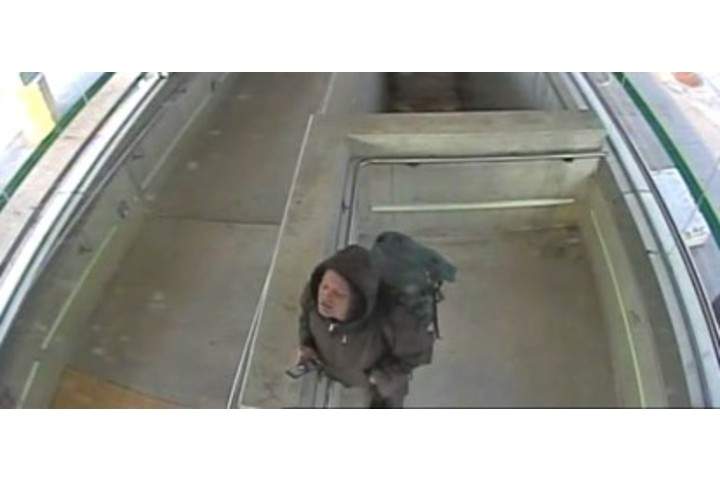 According to police, the suspect is five-foot-10 in height, weighing 180 pounds, with brown hair and a large backpack.