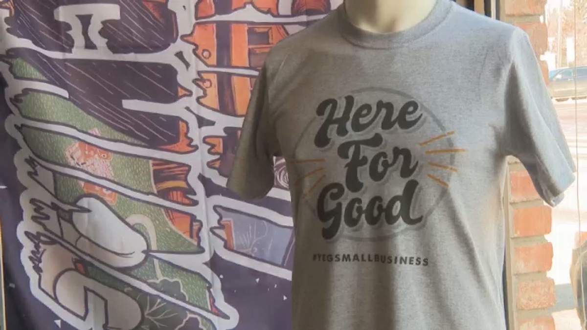 Edmonton's Print Machine has launched a "Here For Good" T-shirt campaign to help support local business.