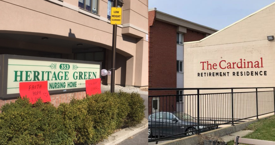 Cardinal Retirement and Heritage Green Nursing Home are two of seven Hamilton-area institutions with COVID-19 outbreaks.