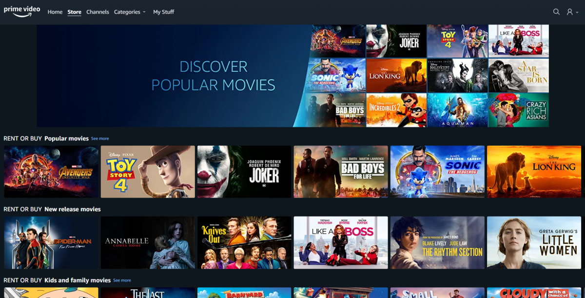 Amazon has launched its Prime Video Store in Canada, which offers movies for rental and purchase.