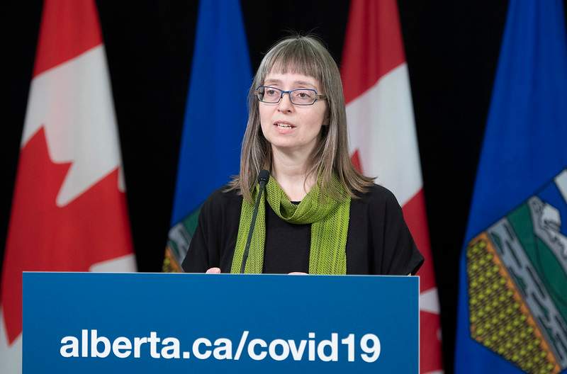Alberta's chief medical officer of health Dr. Deena Hinshaw speaks in Edmonton April 16, 2020.