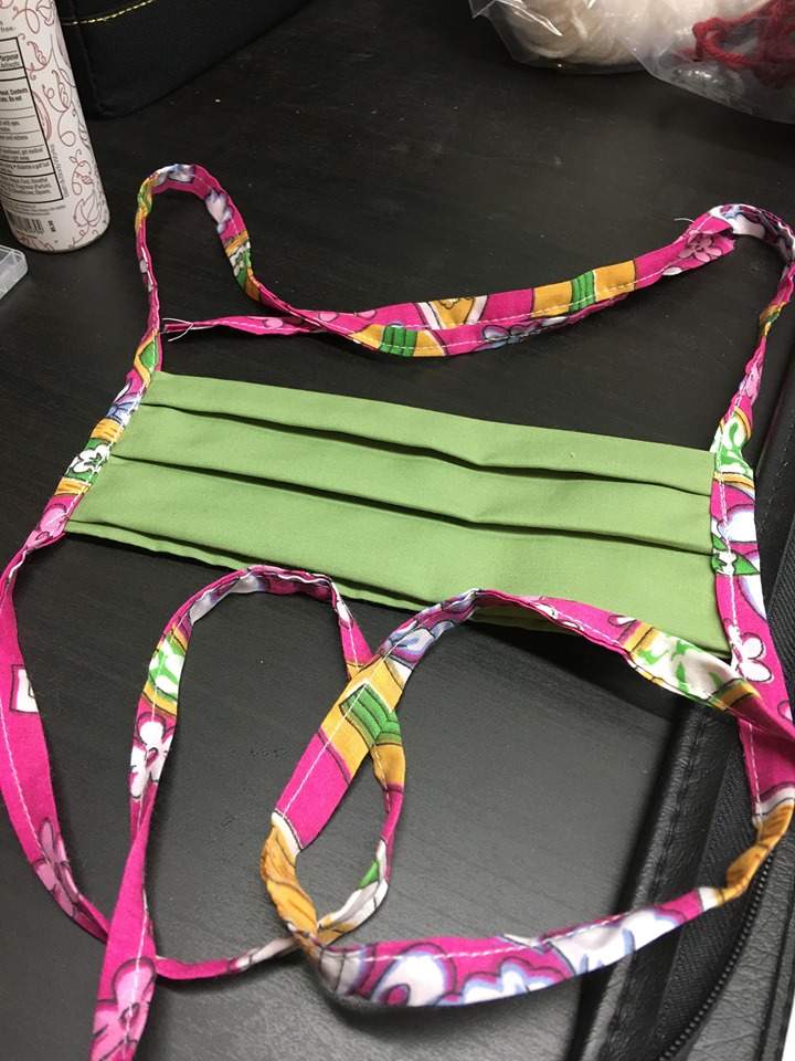 Face mask made by Liz Kischook.