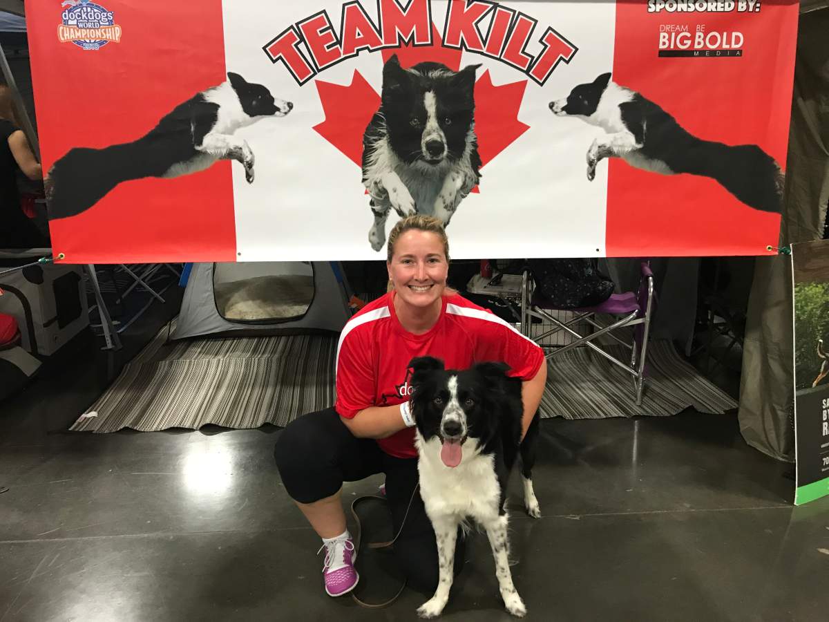 Craig and Kilt at the World Championships for Dock Jumping in 2019.
