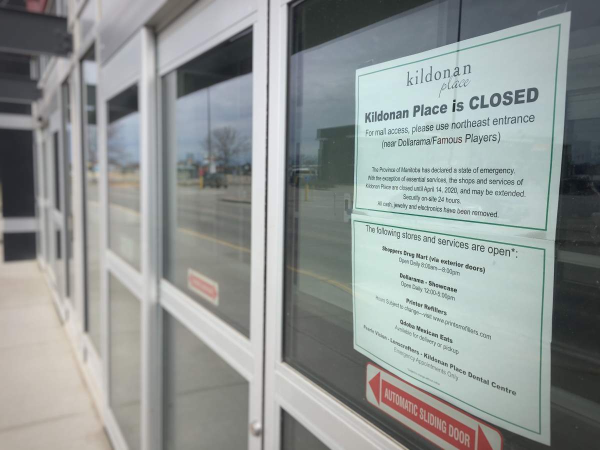Most businesses within Kildonan Place were closed as of April 1 to comply with Manitoba's public health order mandating the closure of all non-essential businesses.