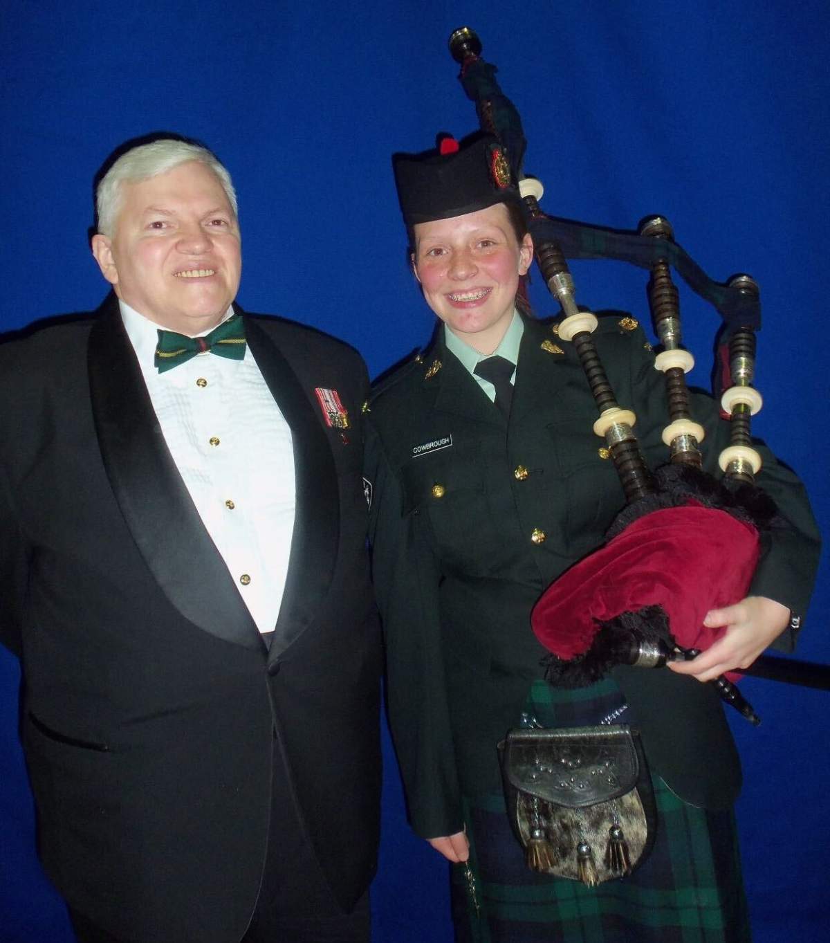 Bill Steedman, a former president of the Peterborough Air Force Club, with Abbigail Cowbrough during her time as a cadet as a young teen.