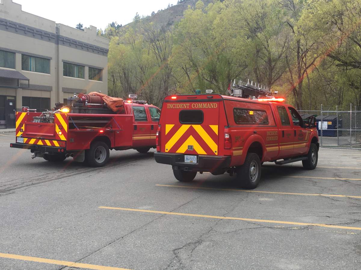 Firefighters rushed to Highway 33 and Enterprise Way for a grass fire Wednesday evening. 