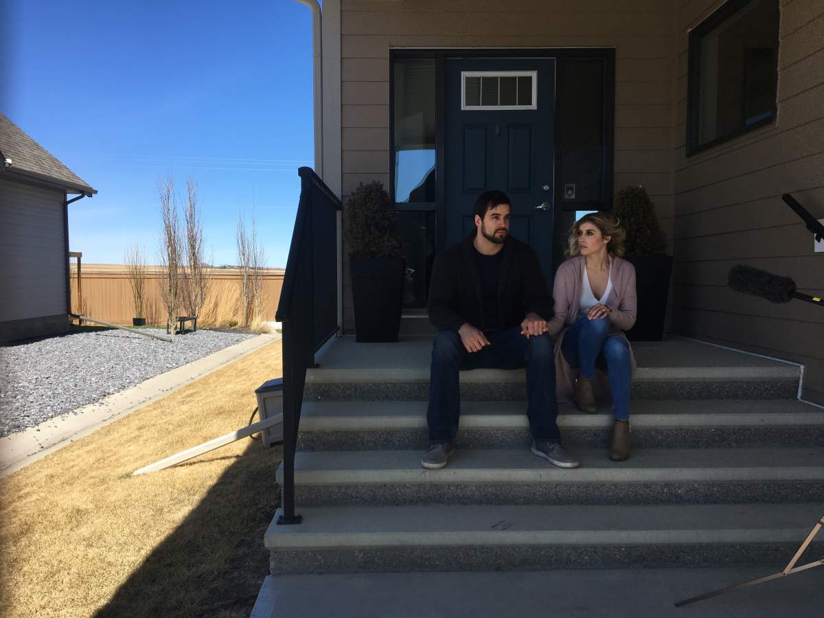 Ashleigh Ure and Scott Symon outside their Airdrie home.