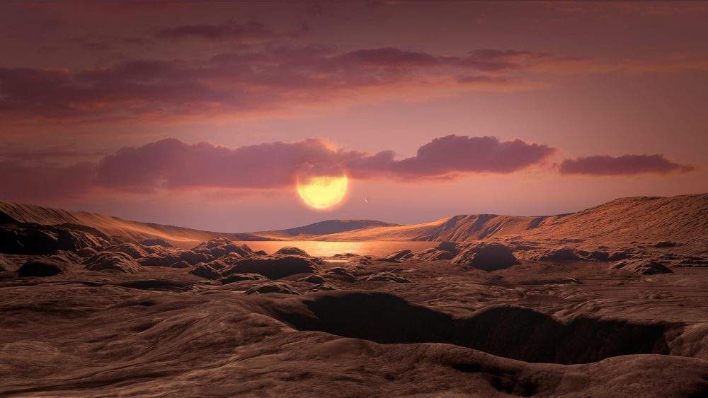 This artist’s illustration shows what Kepler-1649c might look like from its surface.