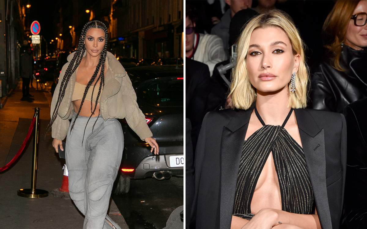 (L-R): Kim Kardashian West and Hailey Bieber.