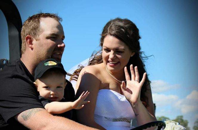 Kristen Beaton (right) and her husband Nick Beaton (left) with their son Dax.
