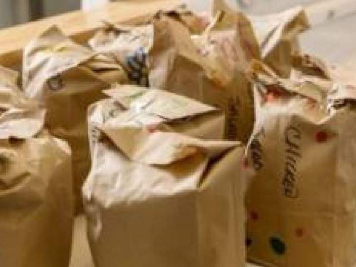 File photo of brown paper lunch bags.