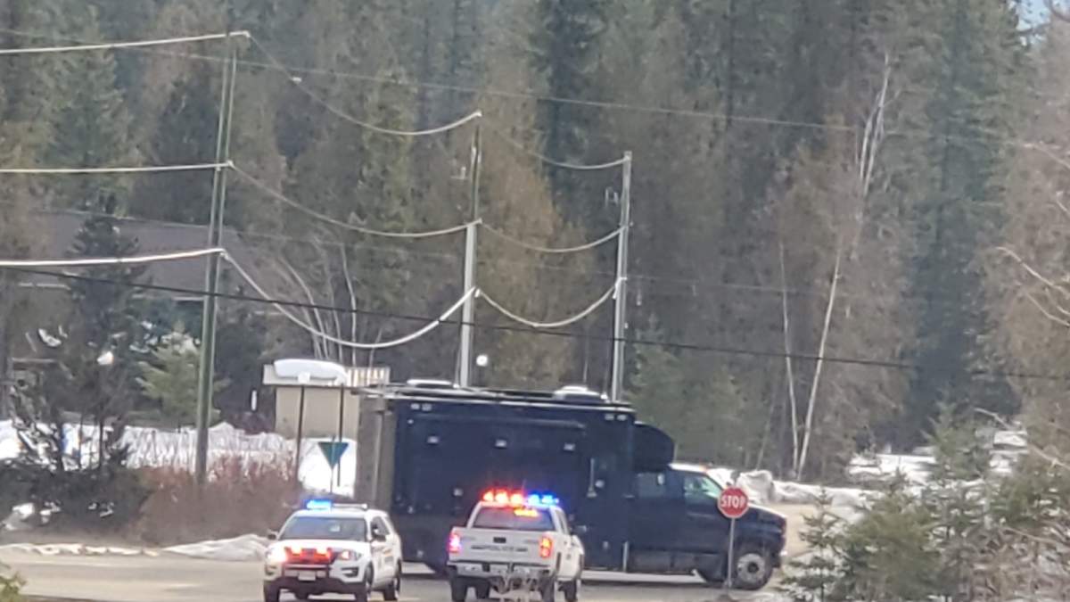 There was a large police presence east of Enderby on Tuesday morning.