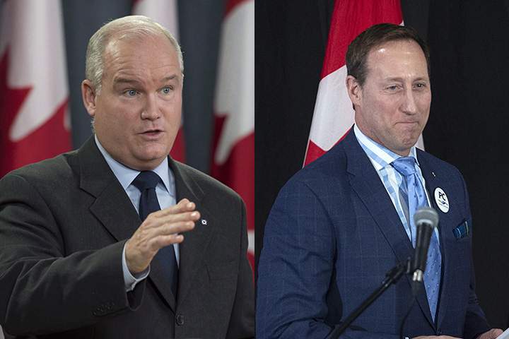 Tory leadership candidates Erin O'Toole and Peter MacKay appear in file photos.