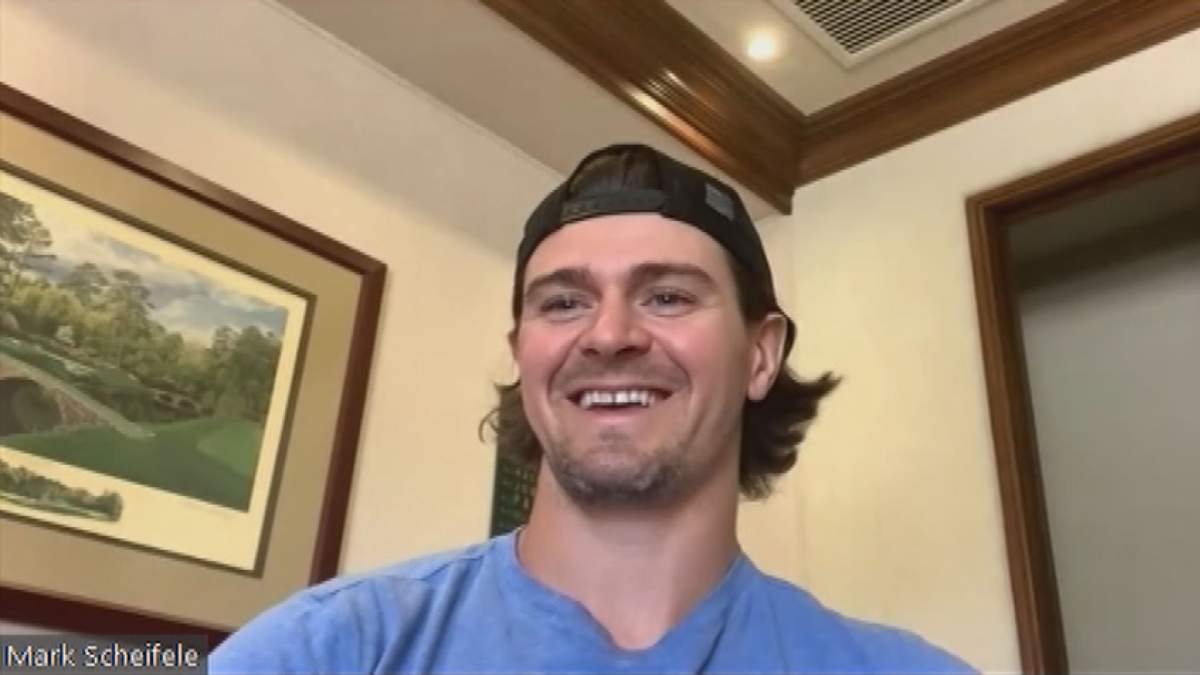 Winnipeg Jets forward Mark Scheifele takes part in a recent zoom call.