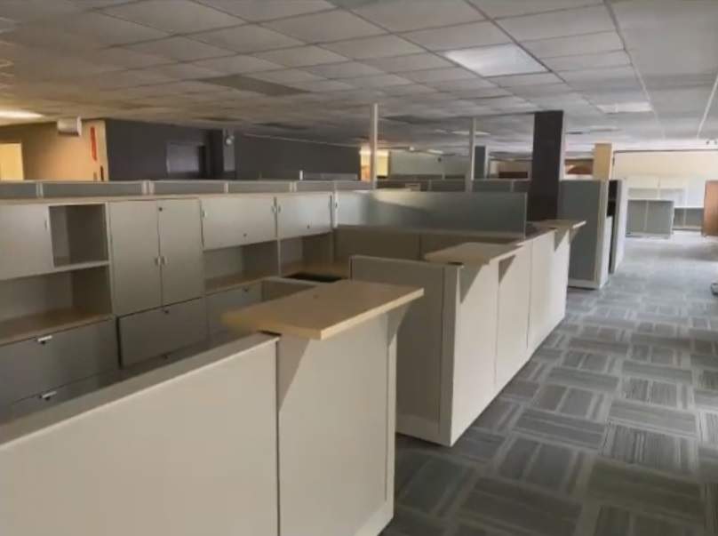 Office furnishings left behind at 50 King St.