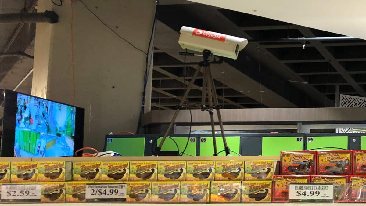 Gatekeeper features a thermal imaging camera, which reads the body temperature of a subject, alongside a normal camera.
