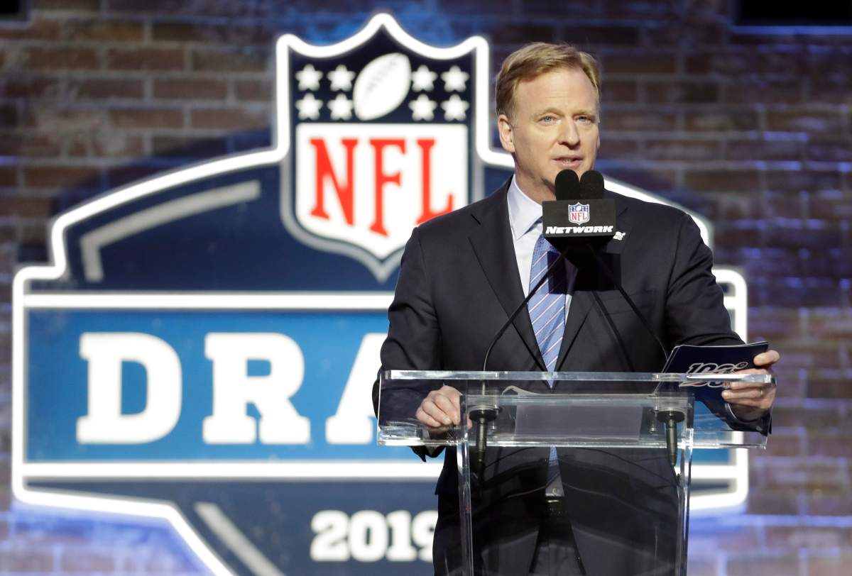 NFL Commissioner Roger Goodell speaks ahead of the 2019 Draft in Nashville, Tenn.