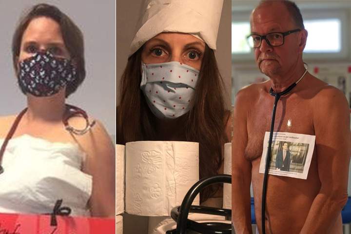 German doctors pose without their scrubs to demand more personal protective equipment on the job.