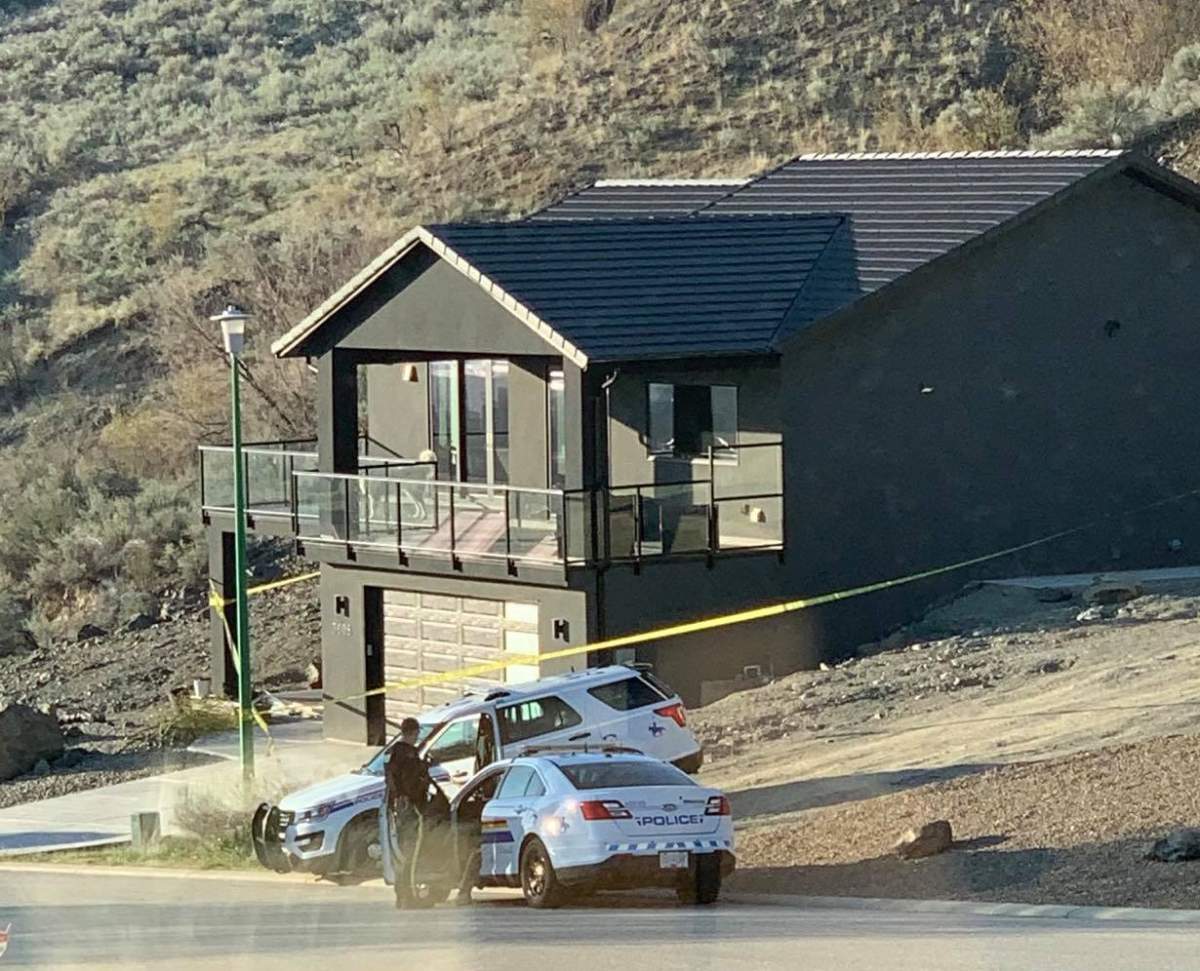 The scene of an alleged domestic assault in Osoyoos on April 8, 2020.