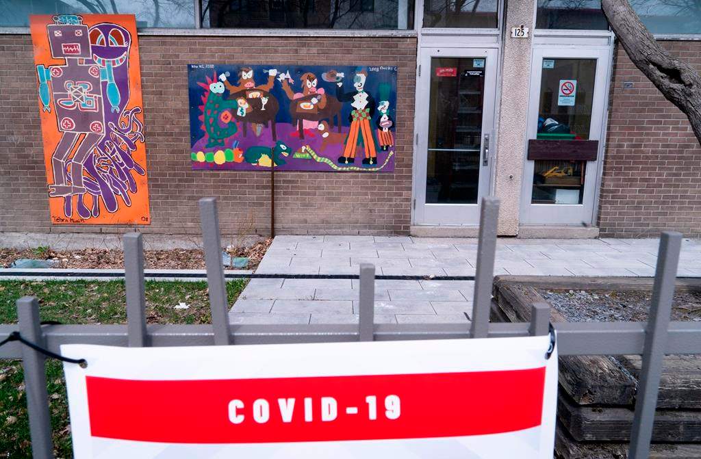 A closed school is seen in Montreal, Monday, April 27, 2020. The first step of Quebec's recovery plan is geeting students back in elementary schools and reopening daycares. Premier Francois Legault set May 11 as reopening day for schools and daycares outside greater Montreal, with Montreal to follow suit the next week on May 19. THE CANADIAN PRESS/Paul Chiasson.