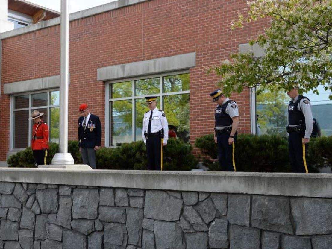 A moment of silence was held at the Penticton RCMP detachment on Friday for victims of last weekend’s mass shooting in Nova Scotia.