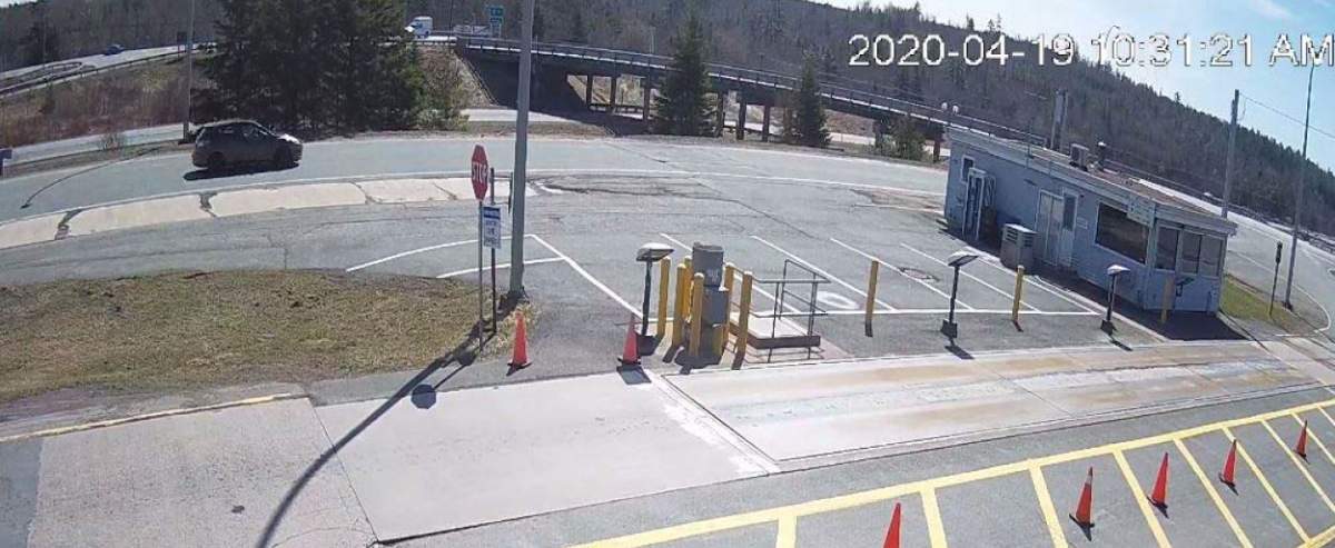 Security footage shows the suspect heading towards the Irving Big Stop in Enfield on Sunday, April 19.