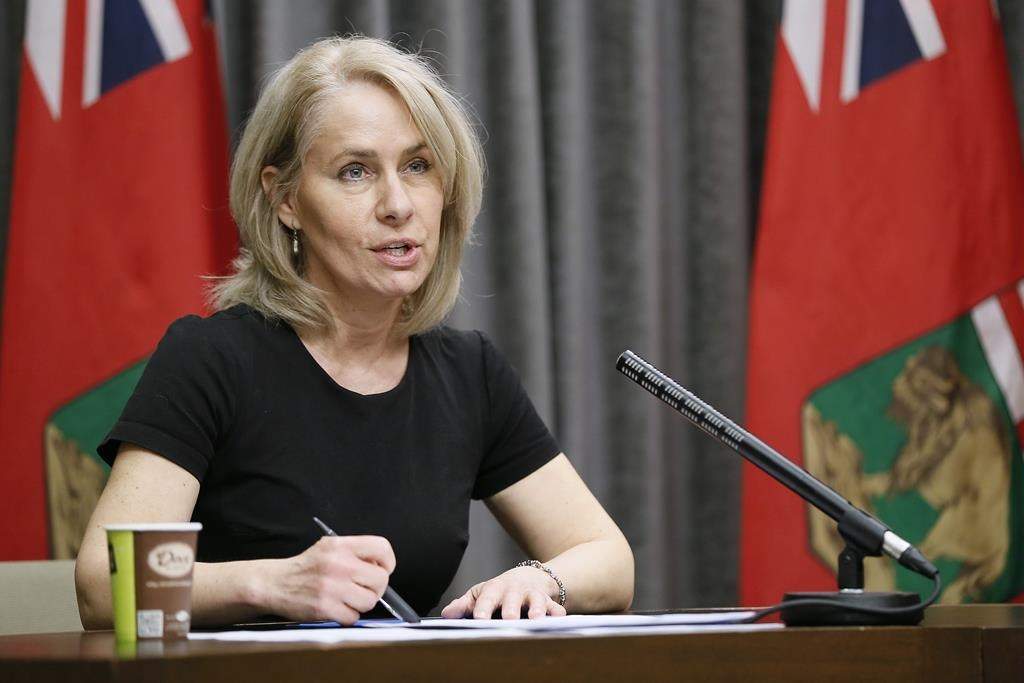 Lanette Siragusa, chief nursing officer for Shared Health Manitoba, speaks during a COVID-19 update at the Manitoba legislature. Siragusa says significant progress has been made in collective bargaining between the MNU and the province. THE CANADIAN PRESS/John Woods.