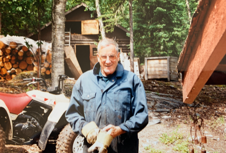 Ron Mackay is seen getting ready to work at his cabin.