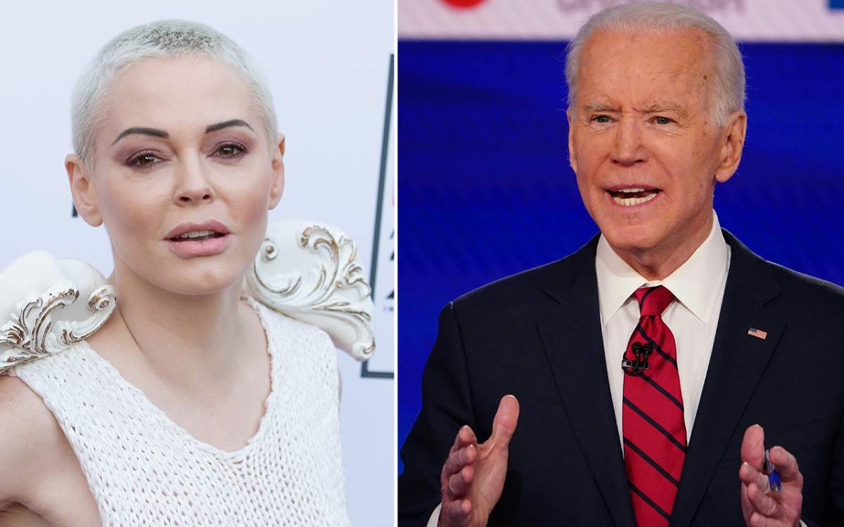 (L-R): Rose McGowan and Joe Biden.
