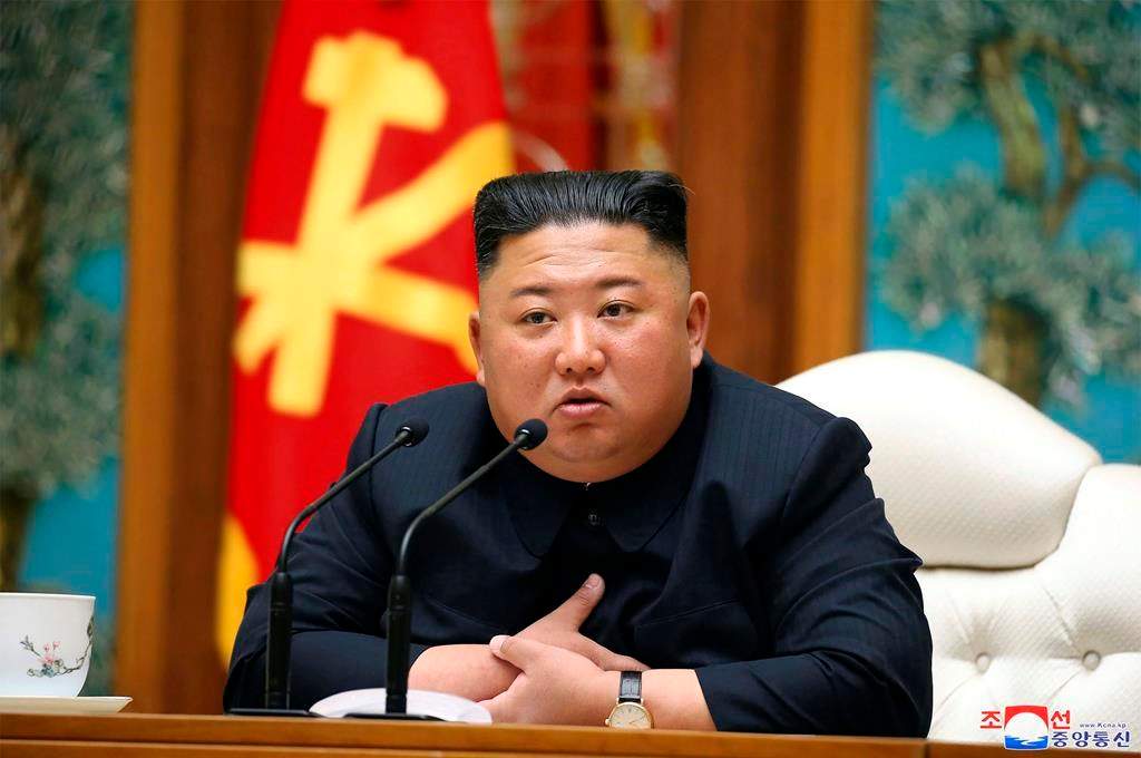 FILE - In this April 11, 2020, file photo provided by the North Korean government, North Korean leader Kim Jong Un attends a politburo meeting of the ruling Workers' Party of Korea in Pyongyang.