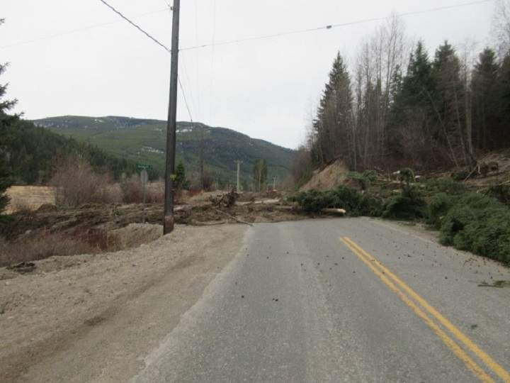 The Princeton-Summerland Road is closed because of a slide.