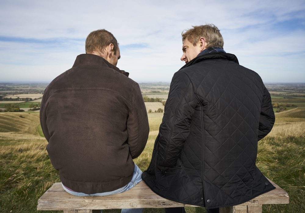 Christopher Halliwell (Joe Absolom, left) and Steve Fulcher (Martin Freeman) are shown together in a scene from ‘A Confession.’