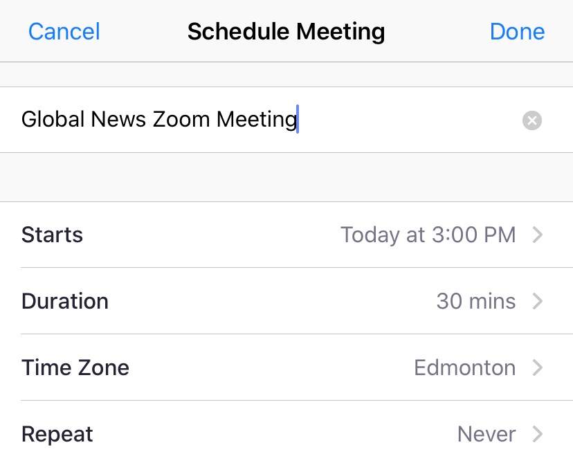 Screenshot of a Zoom sign up page