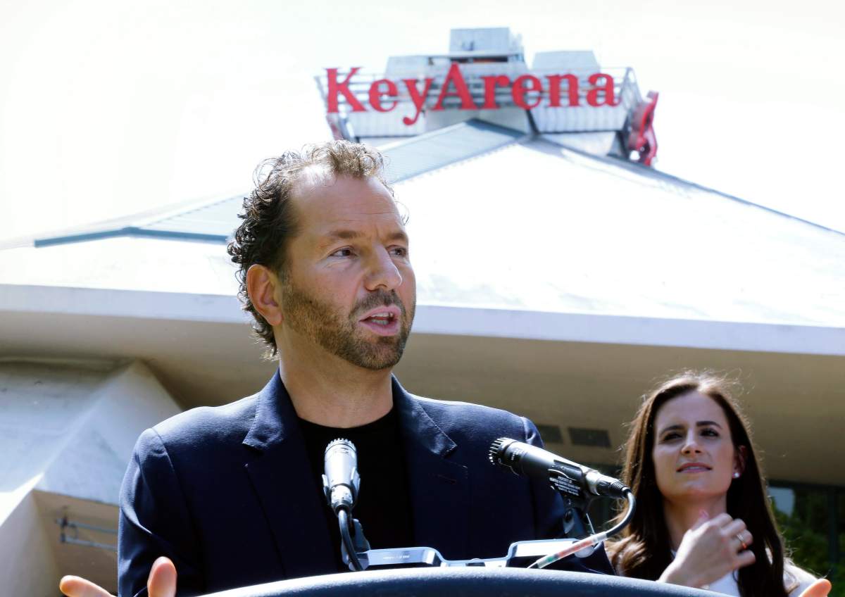Michael Rapino, president and CEO of Live Nation Entertainment, speaks during a news conference in Seattle on June 7, 2017.
