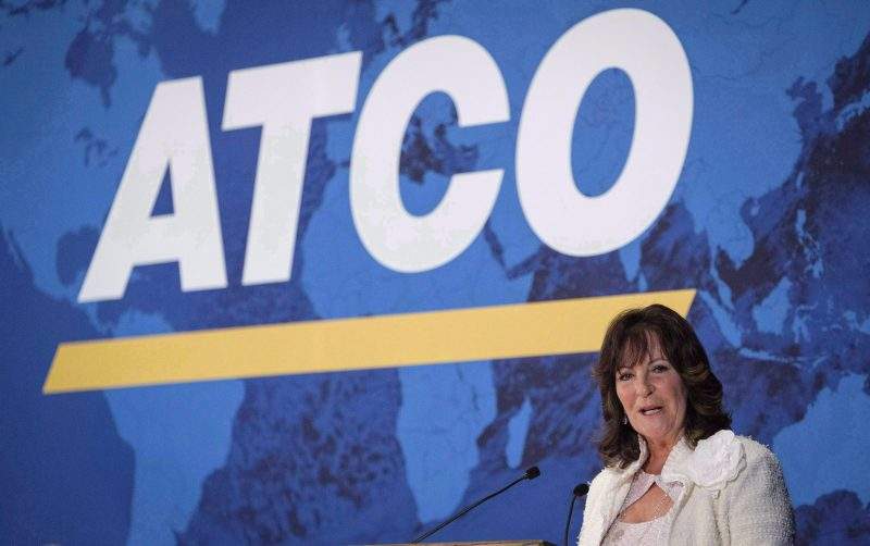 ATCO president and CEO Nancy Southern addresses the company's annual meeting in Calgary, Tuesday, May 15, 2018. 