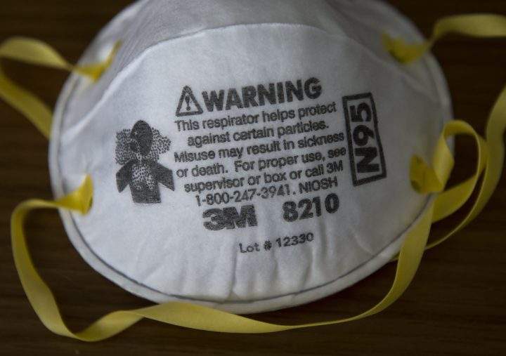A 3M mask is shown in Mississauga, Ont., on Friday, April 3, 2020.