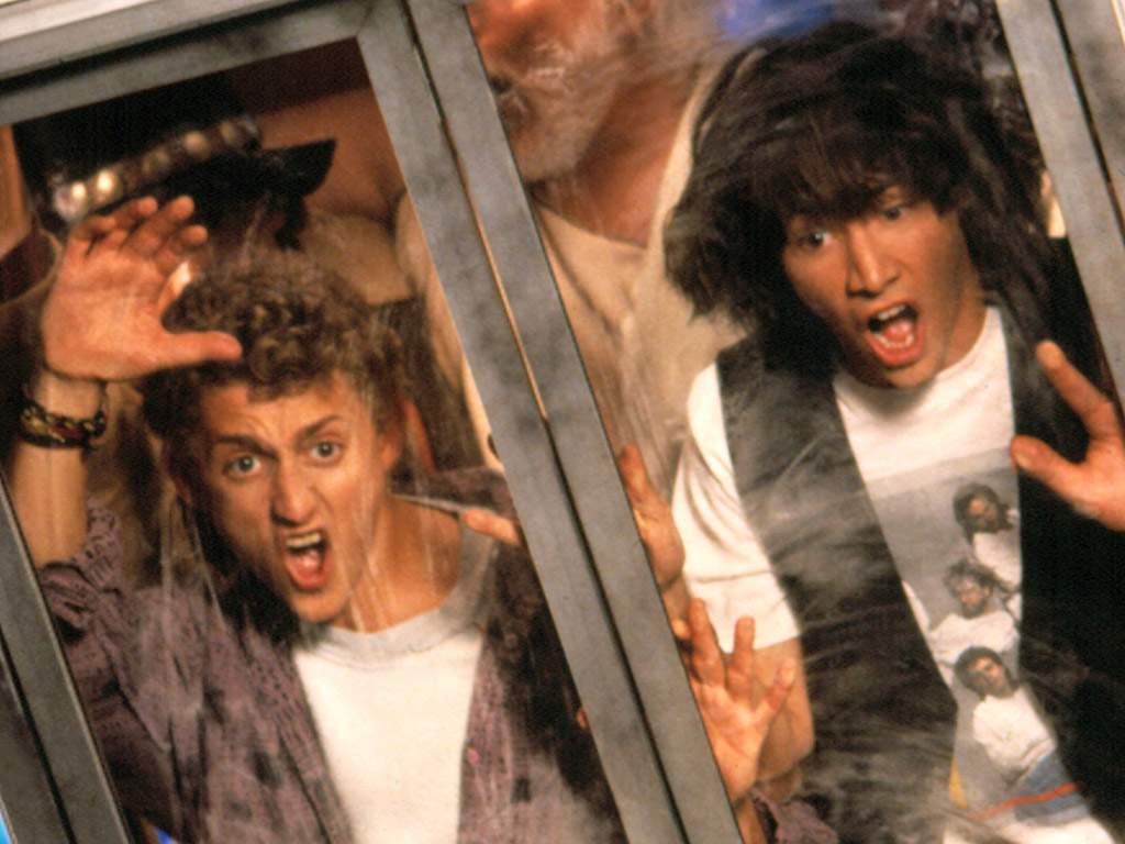 Alex Winter and Keanu Reeves in 'Bill & Ted's Excellent Adventure' (1989).