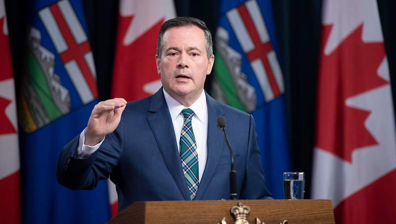 Premier Jason Kenney speaks on March 17, 2020.