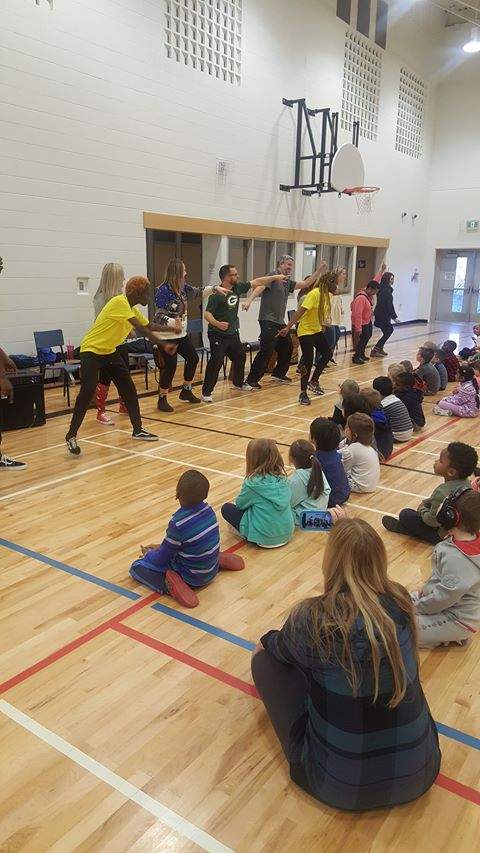 Maritime Centre for African Dance instructors teaching a class at one of the schools in Nova Scotia.