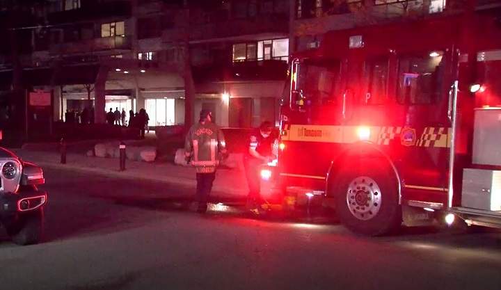 Toronto police and firefighters on scene on Balliol Street.