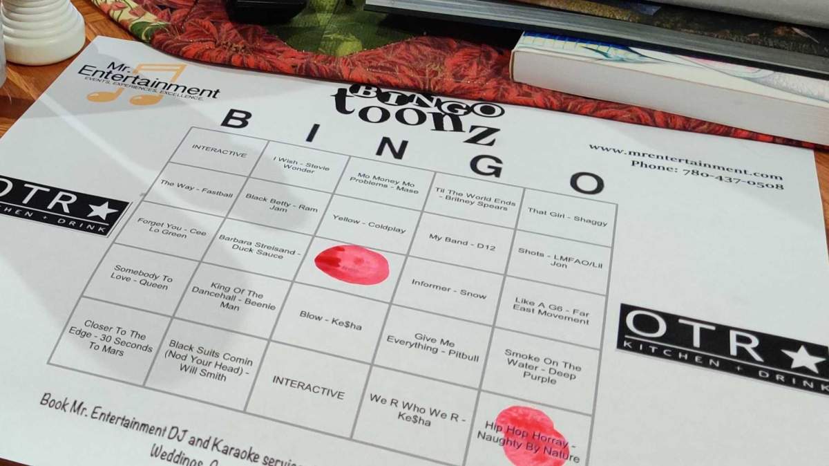 A Bingo card from the game.