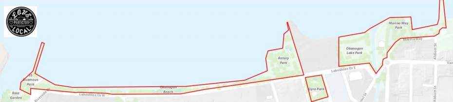 A map of the parks and beaches in Penticton where the city is considering allowing alcohol consumption.